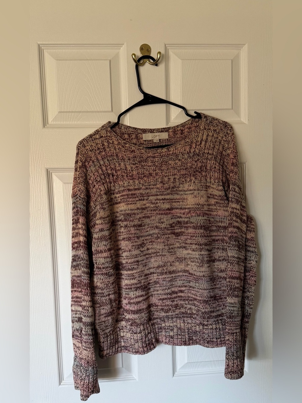 LOFT Marled Multi Colored Crewneck Knit Sweater